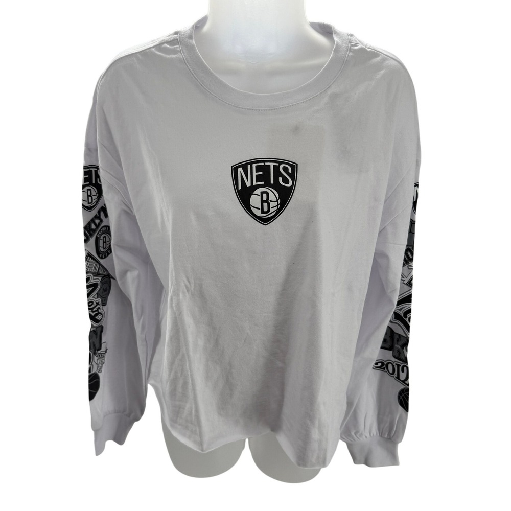 WEAR Erin Andrews Brooklyn Nets White Long Sleeve Tee Shirt Small NEW‎ MSRP 44